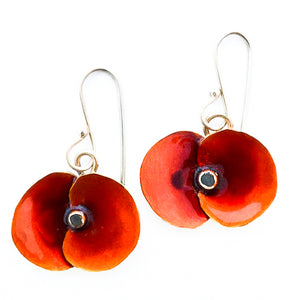 Red Poppy Earrings by Diane Connal