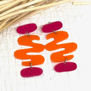 Eve Earrings - Bold Orange and Crimson by Skitty Kitty