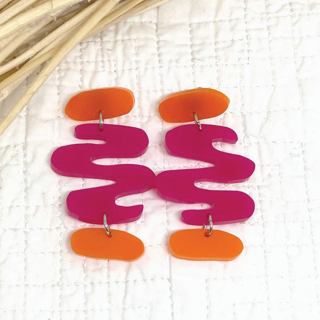 Eve Earrings - Bold Orange and Crimson by Skitty Kitty