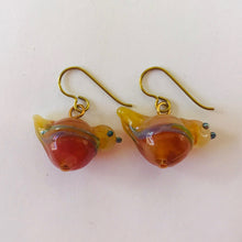 Load image into Gallery viewer, Quirky Earrings with Handmade Glass Bird Beads by Jan Cahill
