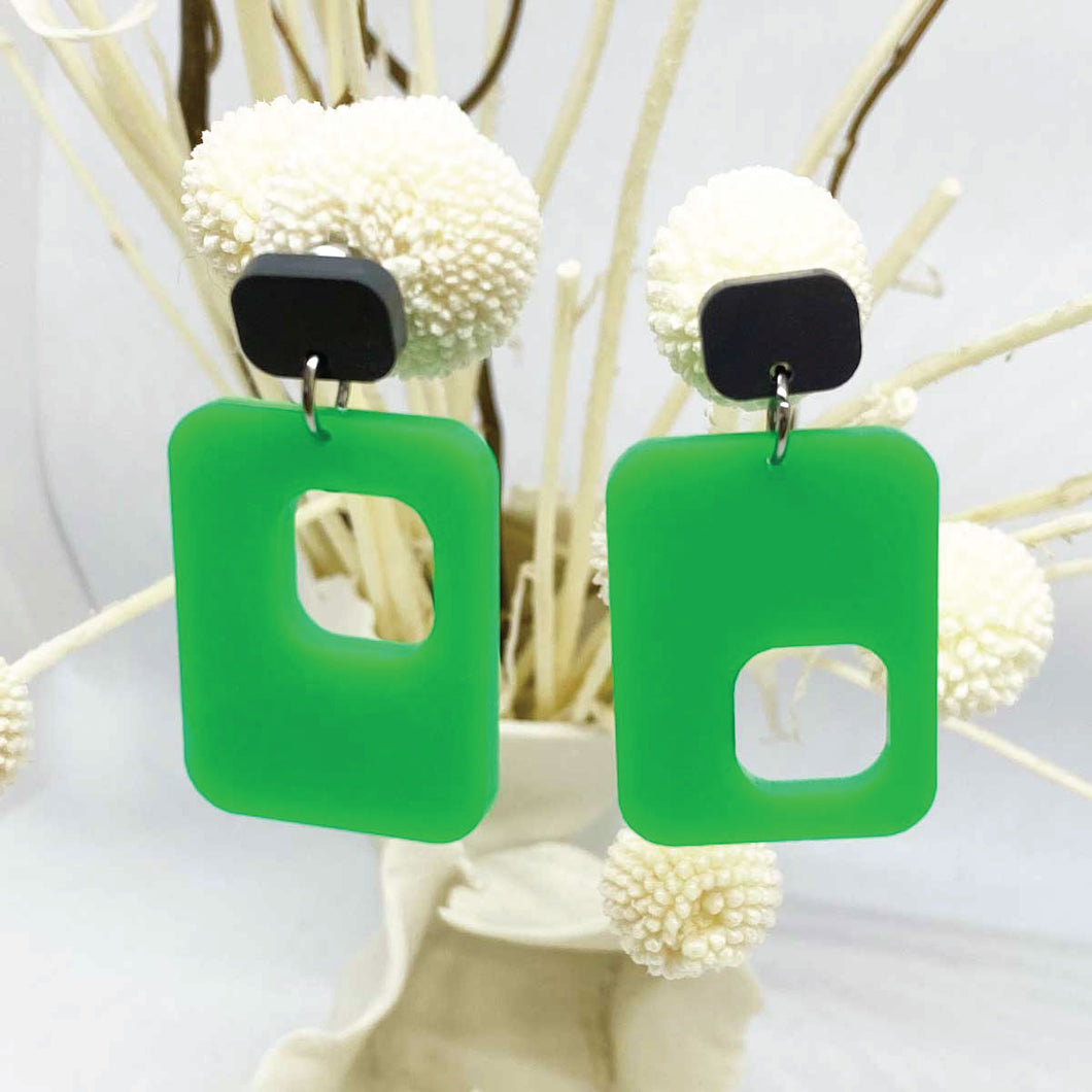 Holley Earrings - Charcoal and Mid Green by Skitty Kitty