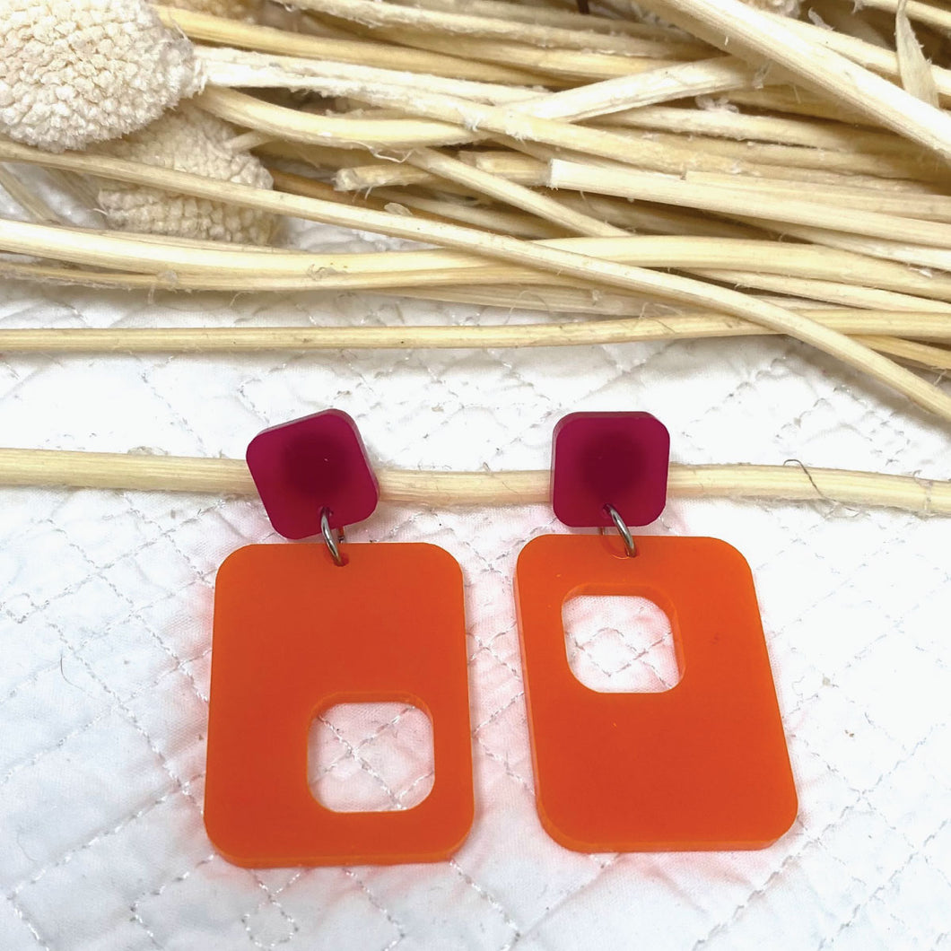 Holley Earrings - Crimson and Orange by Skitty Kitty