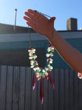 Load image into Gallery viewer, Prehnite and Vintage Chandelier Glass Bead Necklace by Kari Banick
