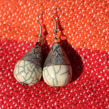 Load image into Gallery viewer, Gorgeous Tibetan Resin and Silver Bead Earrings
