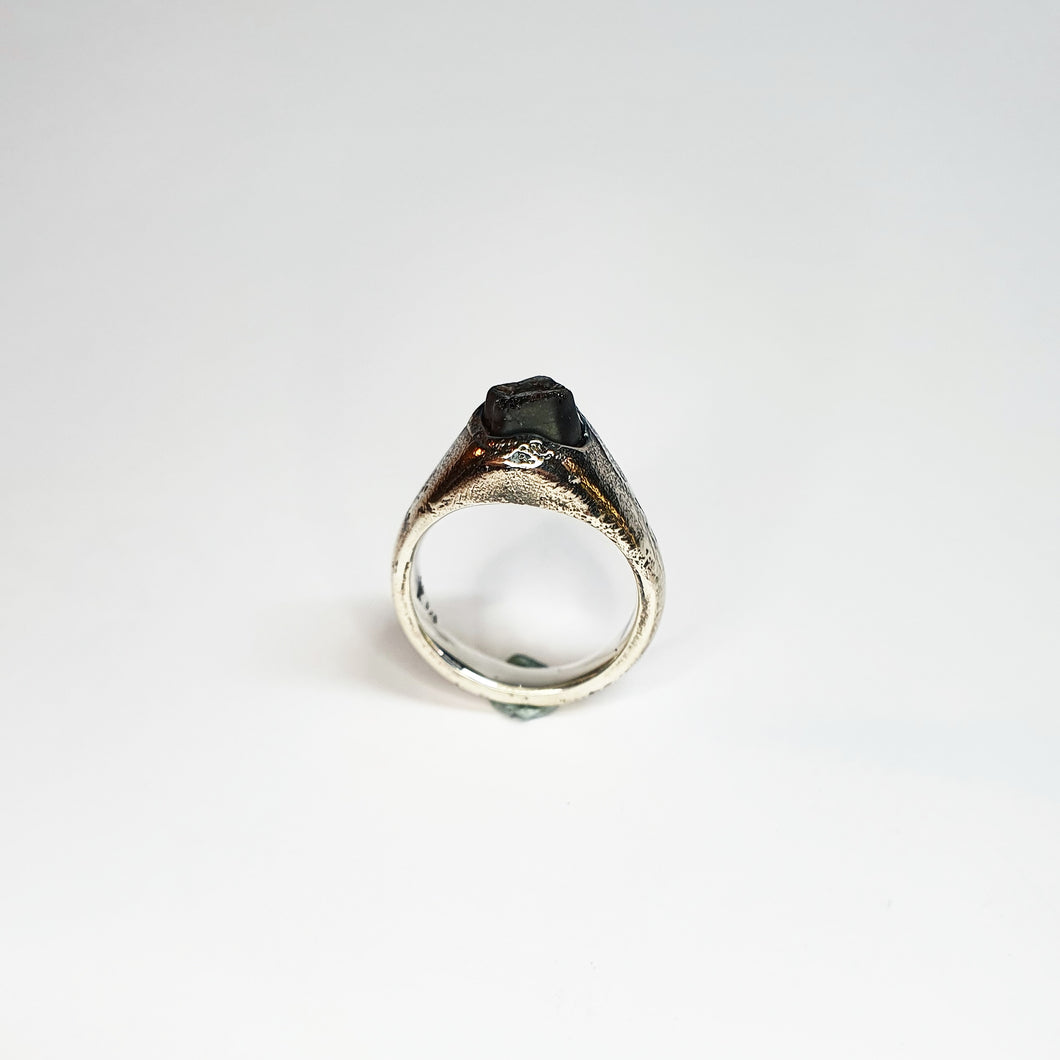 Stirling Silver Pinky Signet Ring with a Sapphire by Kirra-lea Caynes