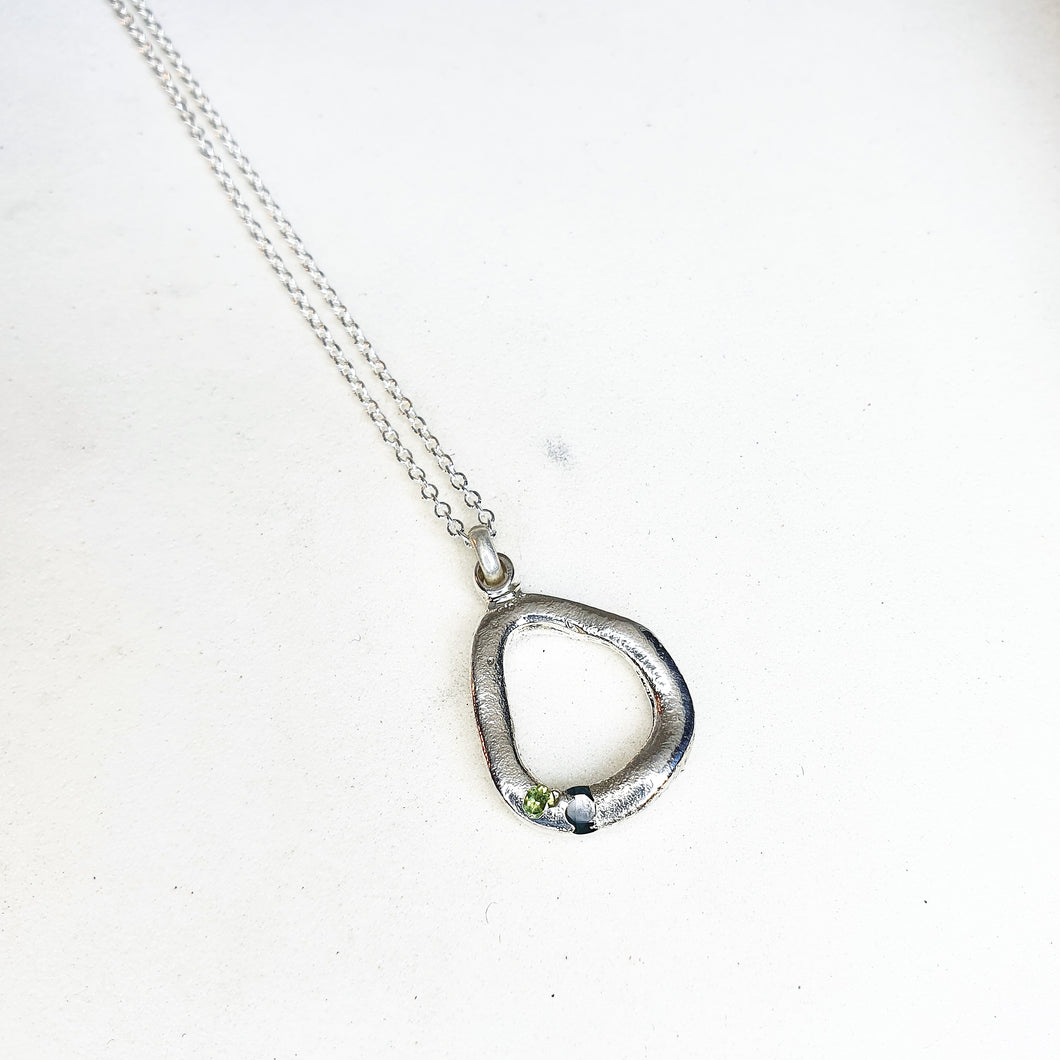 Stirling Silver Ring Pendant With Sapphires by Kirra -lea Caynes