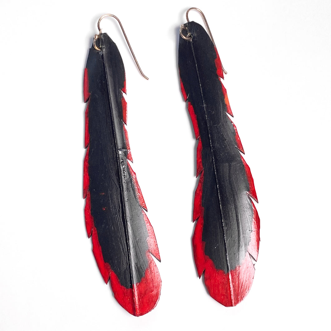 Large Red Edged Rubber Earrings by Diane Connal