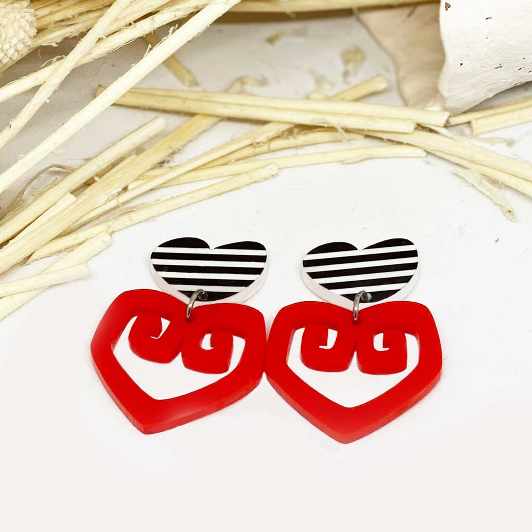 Lovey - Red with Black and White striped Earbutton