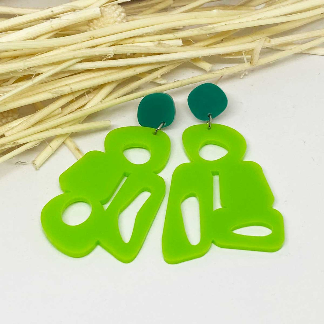 Lulu - Lime Green with Jade Earbutton   SOLD