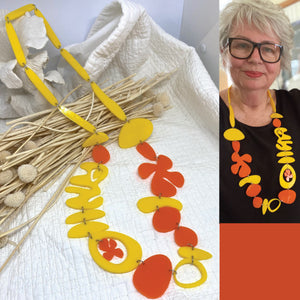 Orange and Yellow OLA Necklace by Skitty Kitty