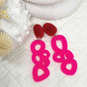 Odette Earrings - Hot Pink and Red by Skitty Kitty