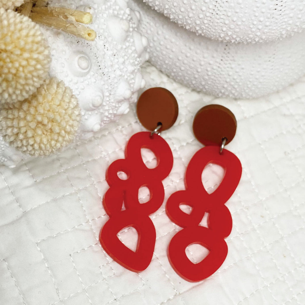Odette Earrings - Red and Copper by Skitty Kitty