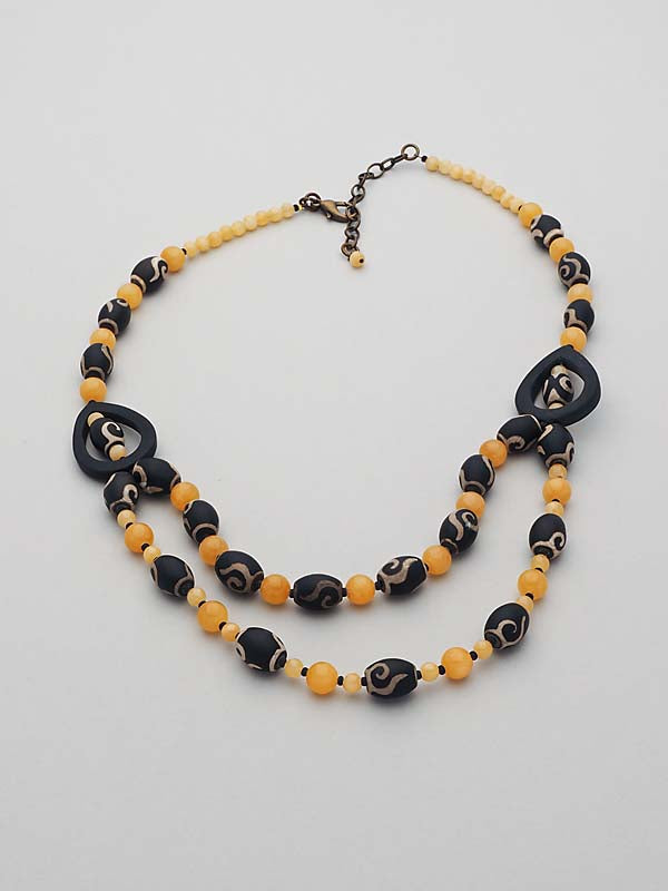 Eclectic Jade and Lava Stone Bead Necklace By Christine Smalley