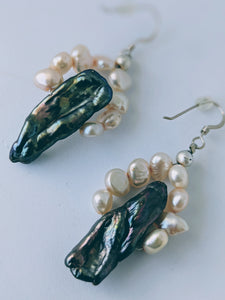 Biwa & Freshwater Pearl Earrings