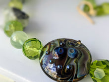 Load image into Gallery viewer, SOLD Stunning Green Raw Peridot, Faceted Glass Bead, and Prehnite Necklace
