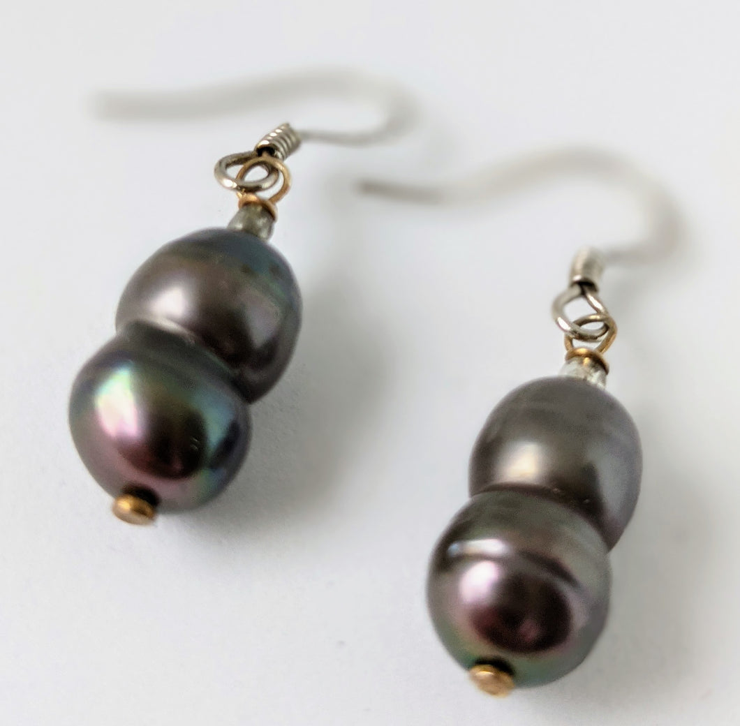 Double Drop Freshwater Pearl Earrings