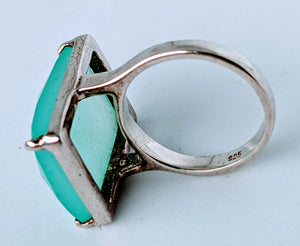 Faceted Aqua Chalcedony & Sterling Silver Ring