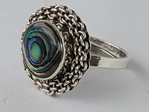 Vintage Abalone Shell & Sterling Silver Ring