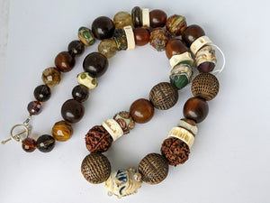 Unique Necklace with Mix of Earthy Toned Unusual Beads