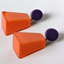 Load image into Gallery viewer, Resin Orange and Purple Geometric Shaped Earrings
