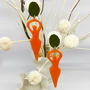 Posey - Orange with Olive Green Earbutton