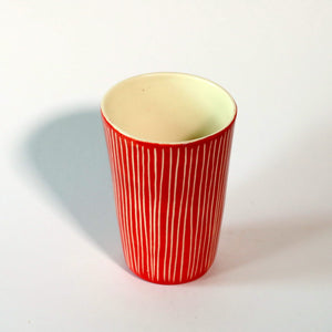 Red & White Stripy Beaker