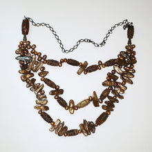 Load image into Gallery viewer, Three Strand Necklace with Vintage Tibetan Beads and Pearls by Kari Banick
