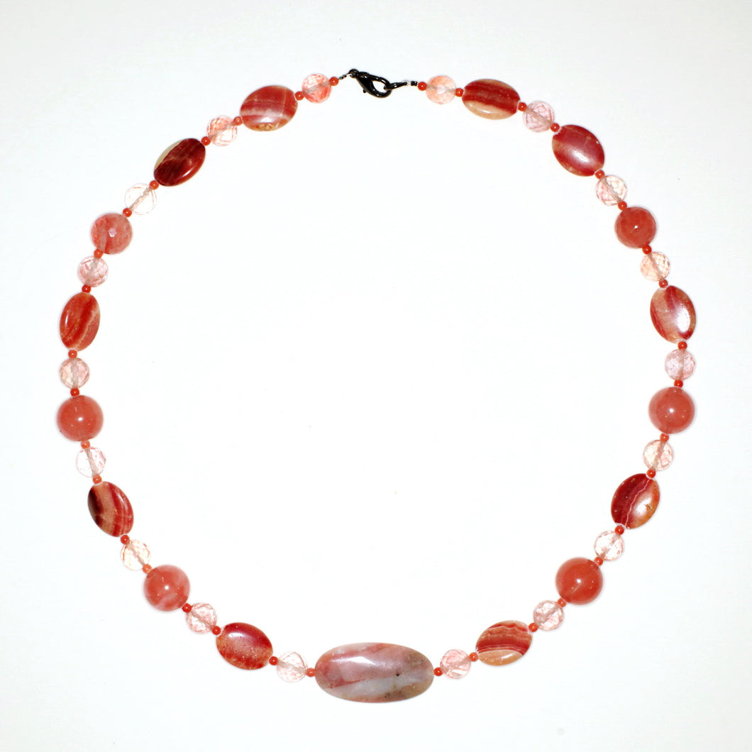 Cherry Quartz and Rhodochrosite Necklace