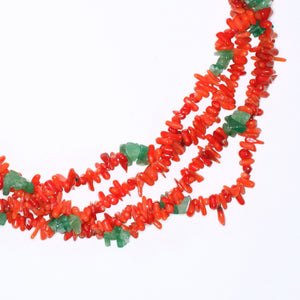 Vintage Multi-Strand Coral and Jade Necklace