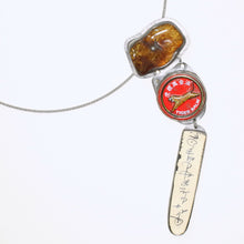 Load image into Gallery viewer, Amber, Silver, Tin &amp; Polymer Tiger Balm Necklace
