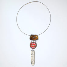 Load image into Gallery viewer, Amber, Silver, Tin &amp; Polymer Tiger Balm Necklace
