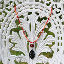 Load image into Gallery viewer, Mexican Fire Opal Neck Piece With Carnelian Bead &amp; Black Pendant Center Pieces
