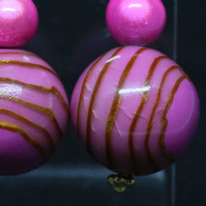 Pink Polymer Clay Earrings with Caramel Coloured Swirls