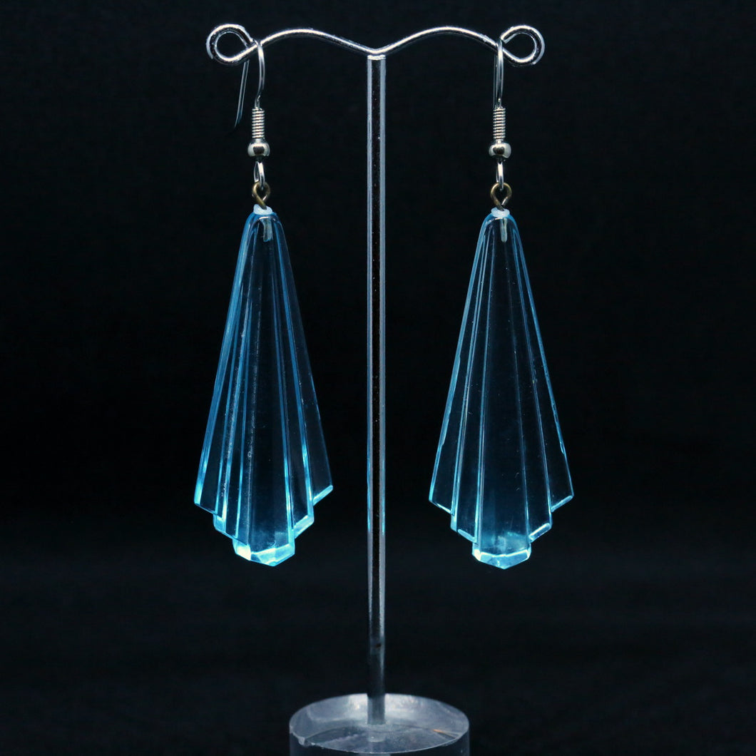 Aquamarine West German Retro Lucite Bead Earrings by Christine Smalley