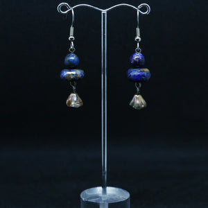 Azurite and Vintage Glass Bead Earrings by Christine Smalley