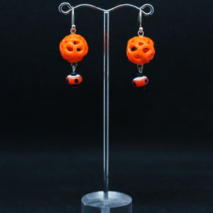 Orange Venetian Spun Glass Earrings
