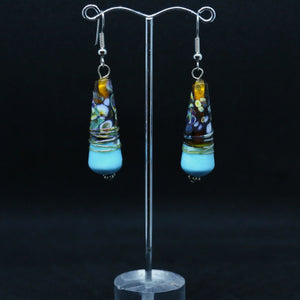 Handmade Teal and Topaz Glass Beads by Liz DeLuca