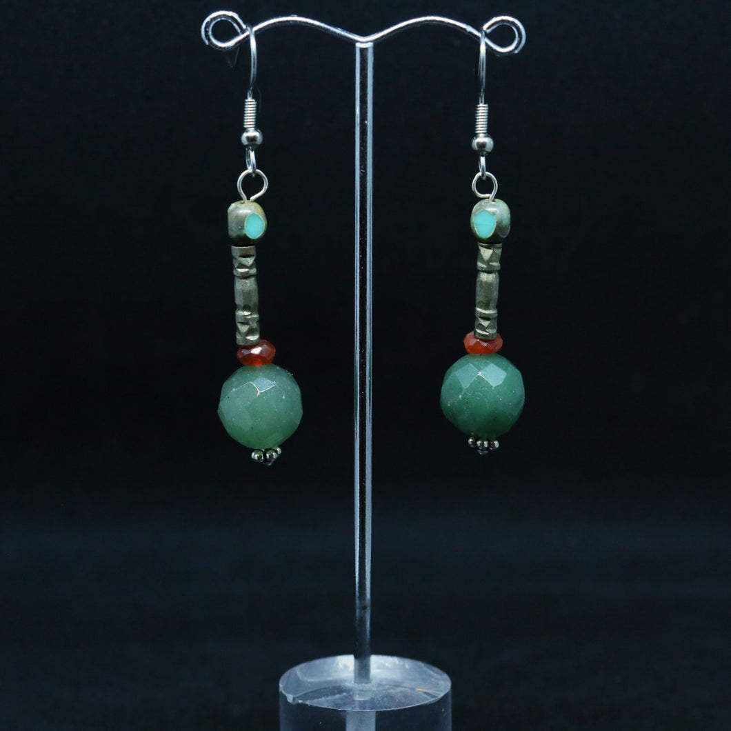 Faceted Jade Bead Earrings With Silver & Czech Glass by Christine Smalley