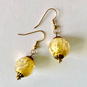 Gold Leaf Murano Bead Earrings by Christine Smalley