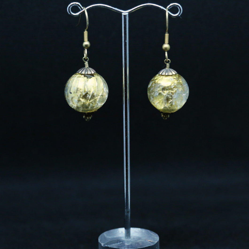 Gold Leaf Murano Bead Earrings by Christine Smalley