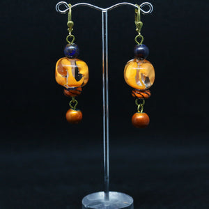 Rare Azutite Earrings with Handmade Glass Bead By Leslie Hunter-Webb