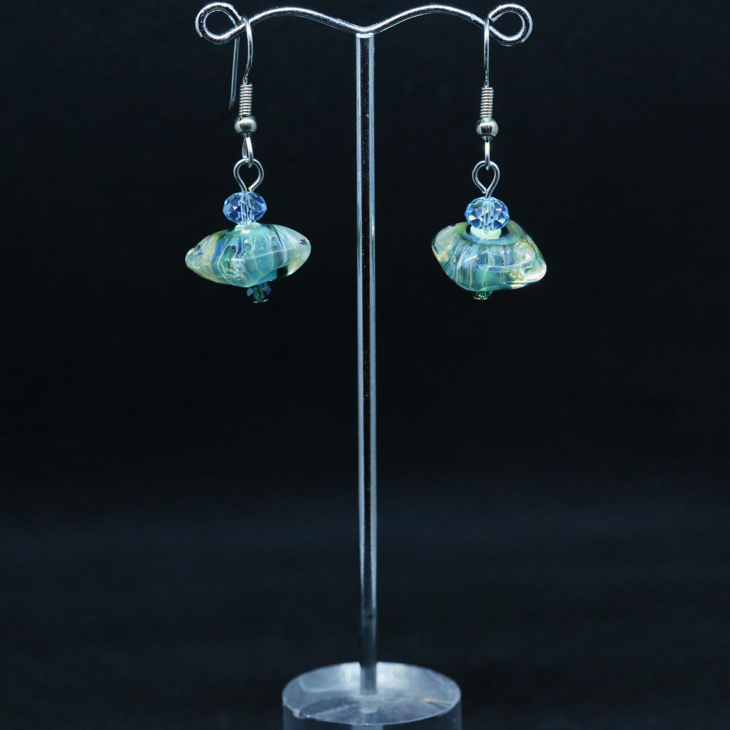 Luscious Earrings with Blue Handmade Square Glass Beads