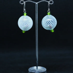 Hollow Glass Earrings with White Stripes by Susie Barnes
