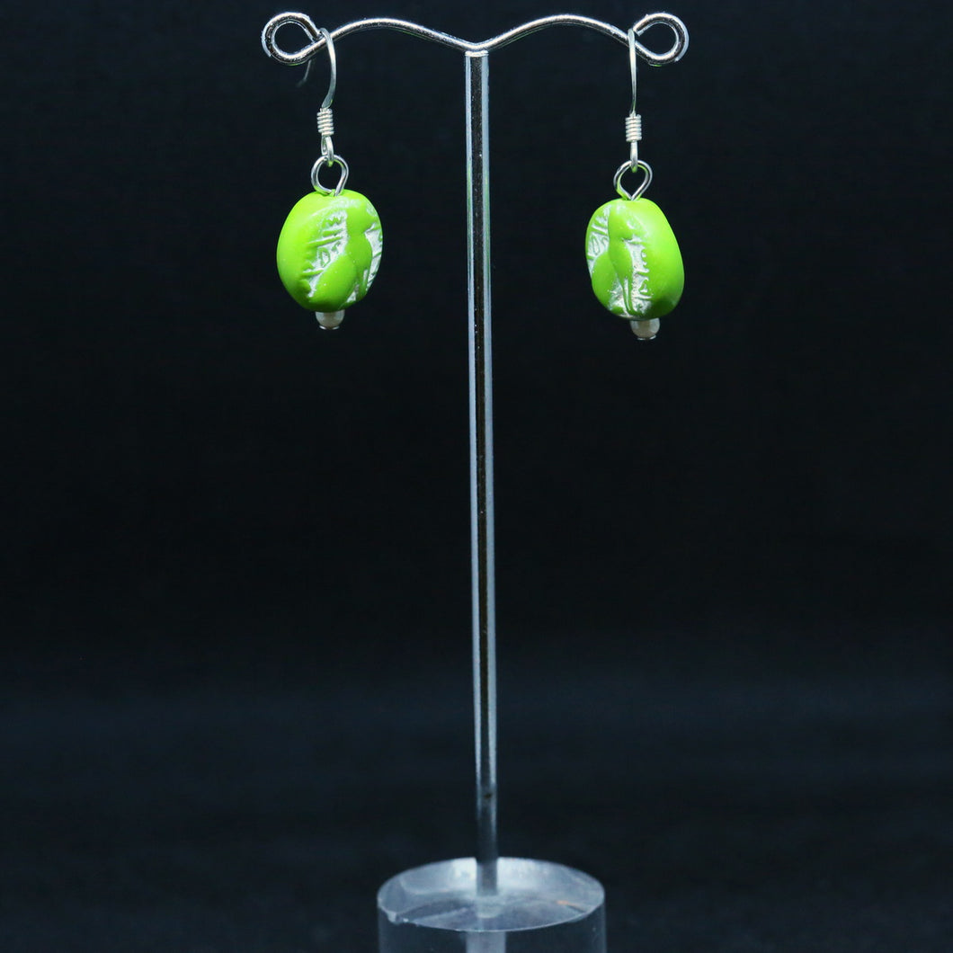 Lime Green Egyptian Cat Polymer Clay Earrings by Sera from Fabulous Frippery