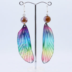 Unique Rainbow Earrings with Translucent Wings By Australian Artist Hilda Procak