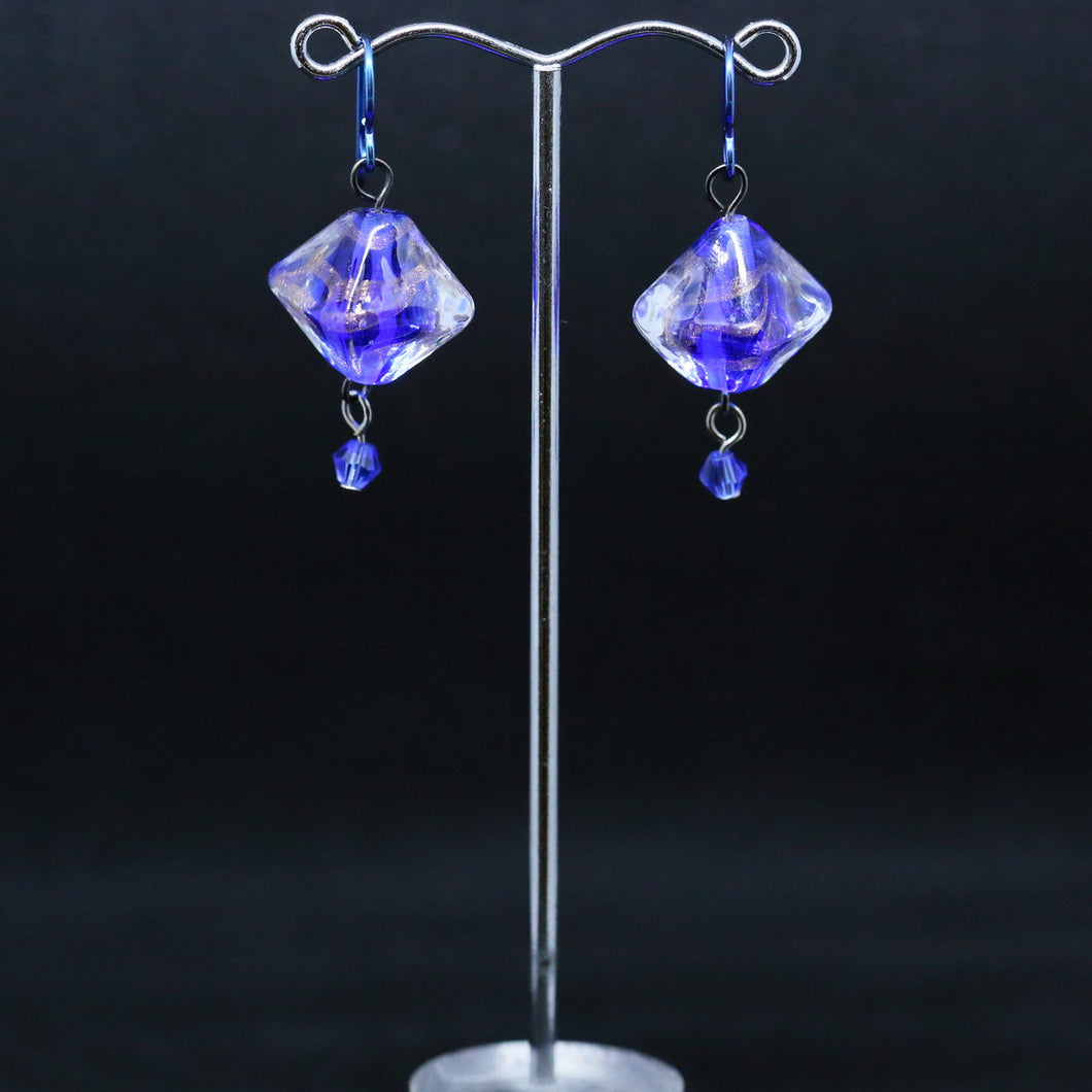 Beautiful Earrings with Blue and Bronze Glass Beads by Jan Cahill
