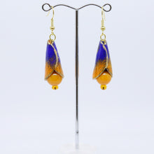 Load image into Gallery viewer, Stylish Orange and Dark Blue Enamel Earrings by Australian Artist Jan Rietdyk
