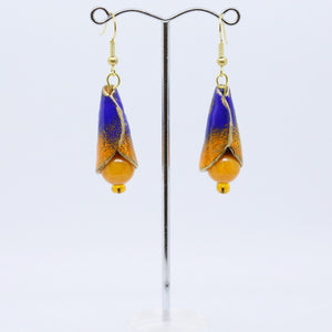 Stylish Orange and Dark Blue Enamel Earrings by Australian Artist Jan Rietdyk