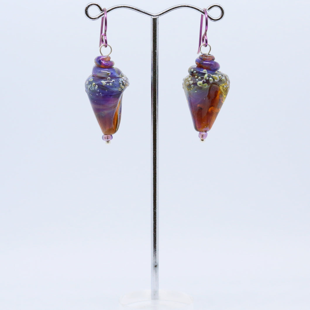 Exquisite Earrings with Handmade Glass Shells by Jan Cahill