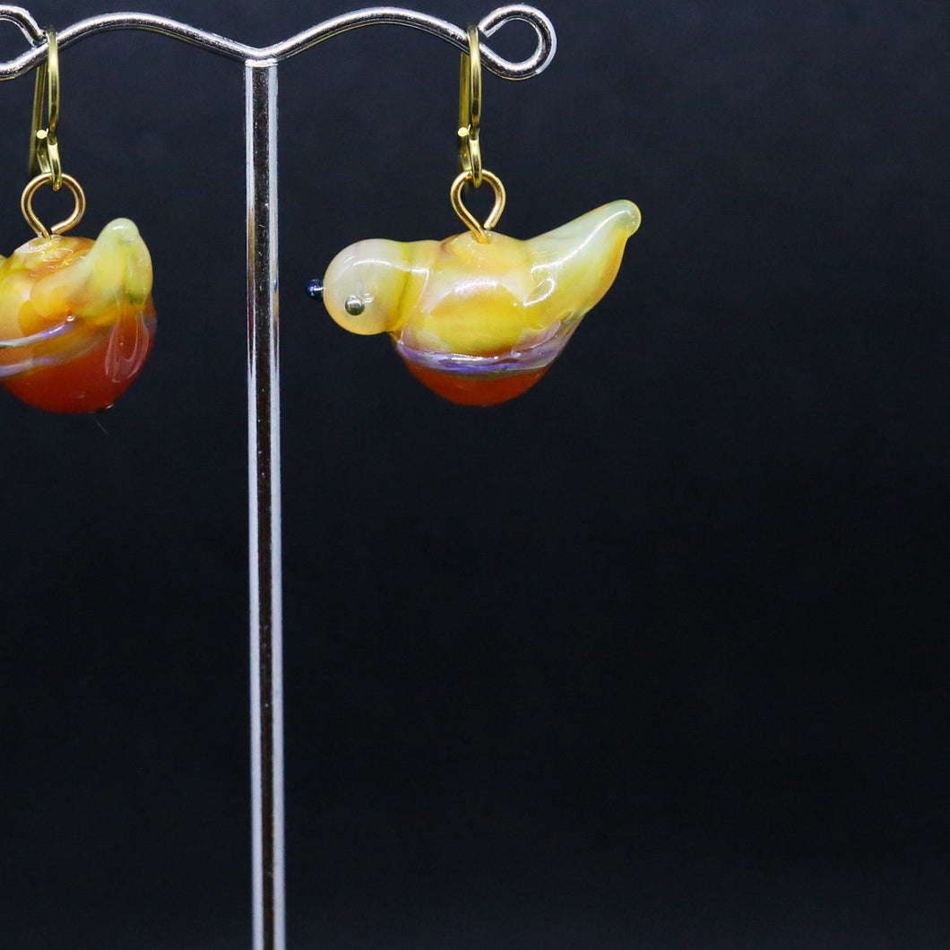 Quirky Earrings with Handmade Glass Bird Beads by Jan Cahill